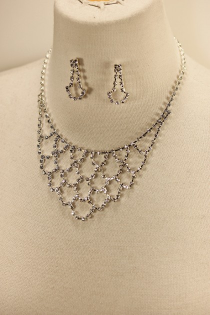 Net rhinestone necklace set