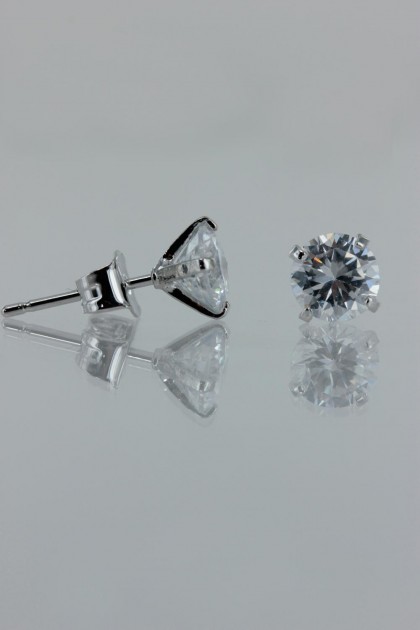 6MM AAA Quality one point up CZ Earring 