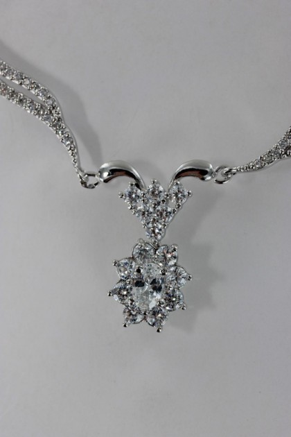 Oval wedding Cubic Zirconia necklace