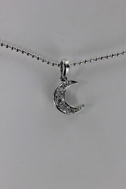 Crescent moon CZ Pendant Necklace