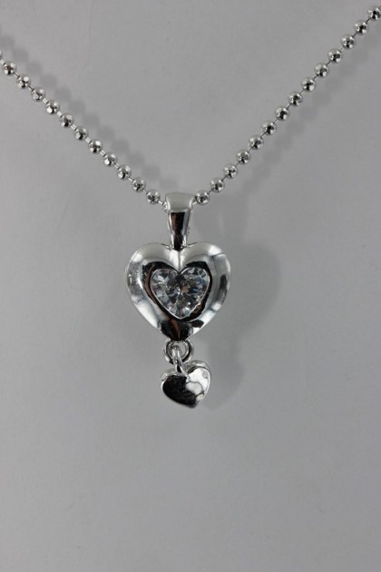 Heart dangle CZ Pendant Necklace