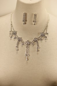 Flower garden rhinestone necklace set