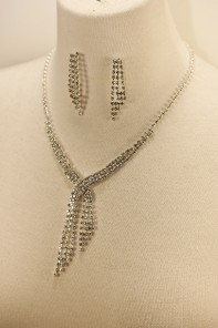 Cross drop rhinestone necklace set