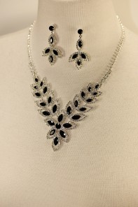 Flower rhinestone necklace set