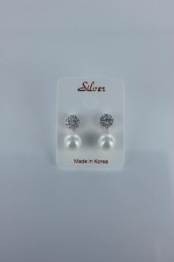Elegance pearl CZ earring with silver post 