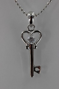 Traditional key CZ Pendant Necklace