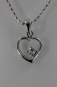  Point heart CZ Pendant Necklace 