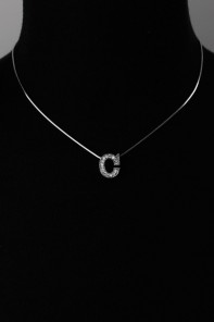 Silver small initial pendant